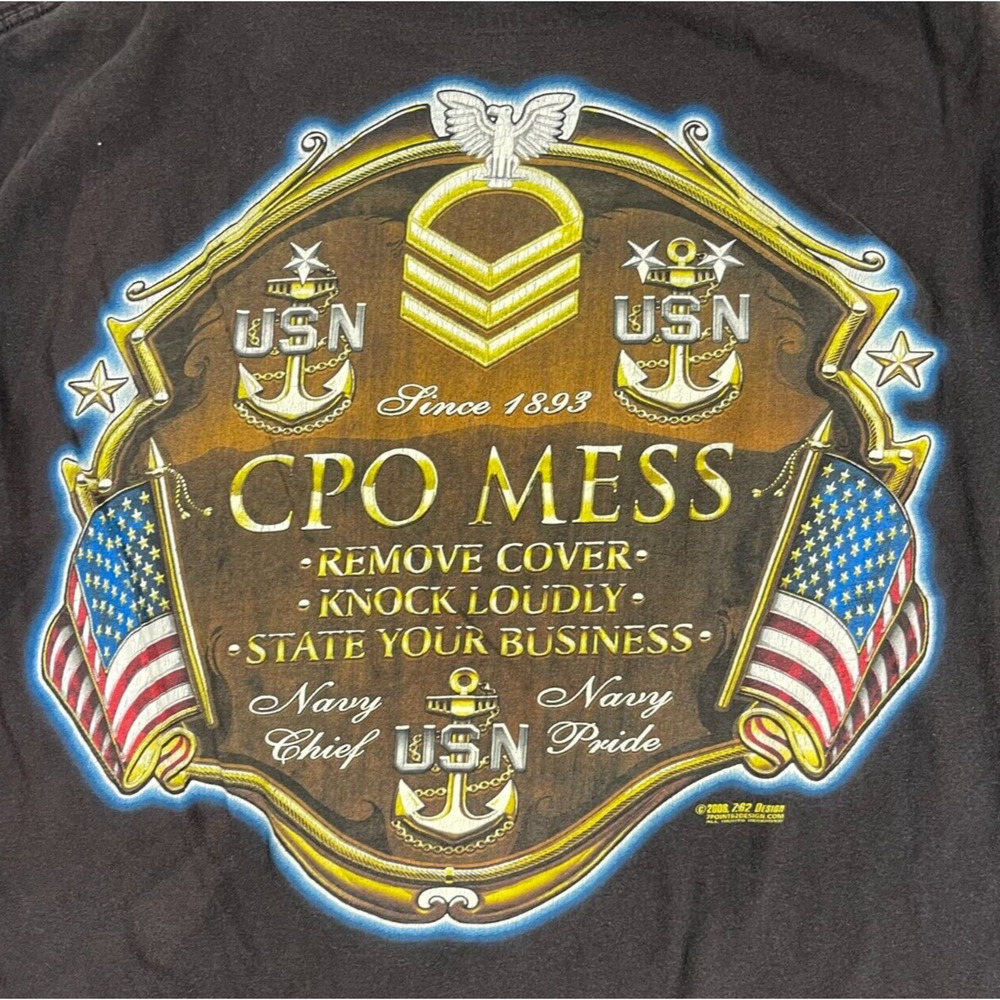 United States Navy Pride T Shirt Size L Black 7.62 Design CPO Mess 2008 Military